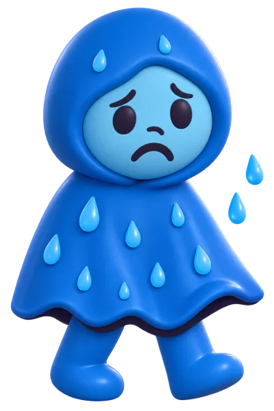 Tristeza: azul, capucha y gotas